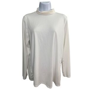 J.Jill Luxe Supima Shirttail Turtleneck Tunic M White Minimal Quiet Luxury Layer